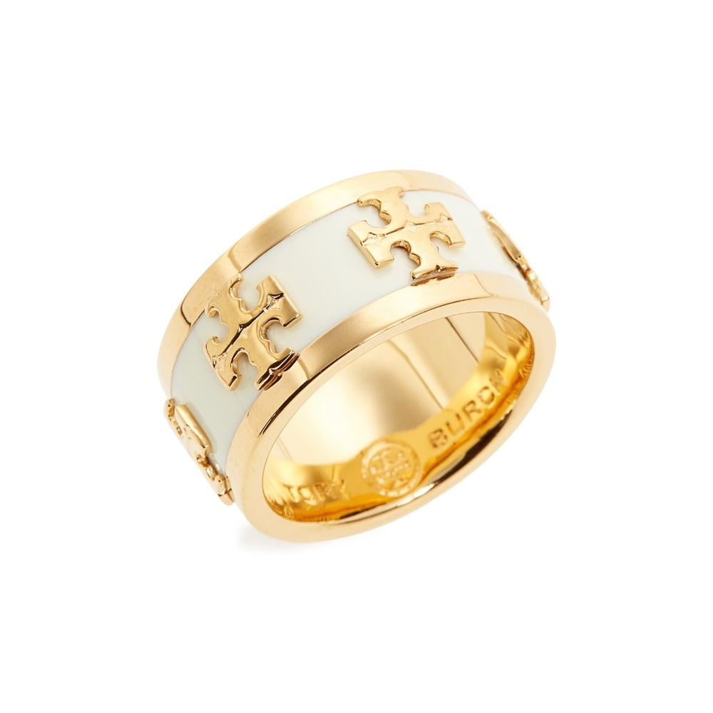 Tory Burch Enamel Raised Logo Gold Ring 7